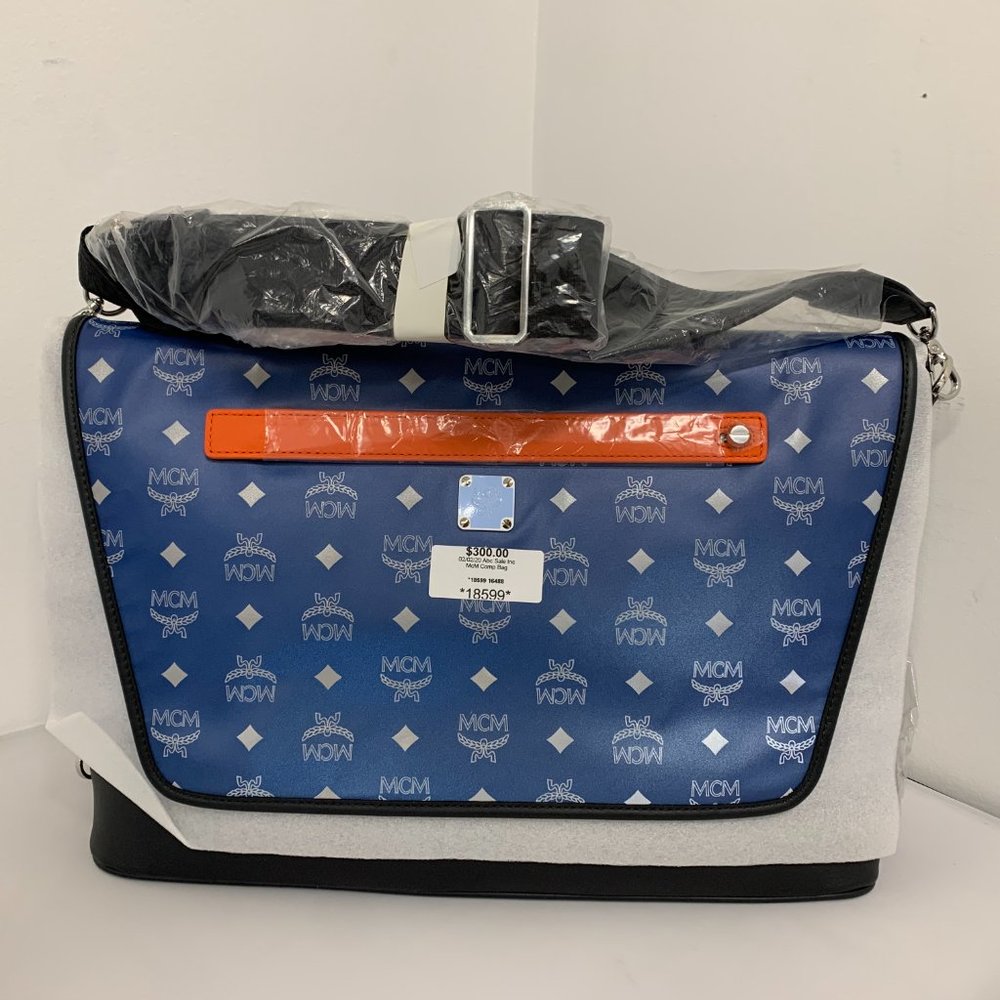 MCM Large Messenger Bag Estate Blue Visetos Leather